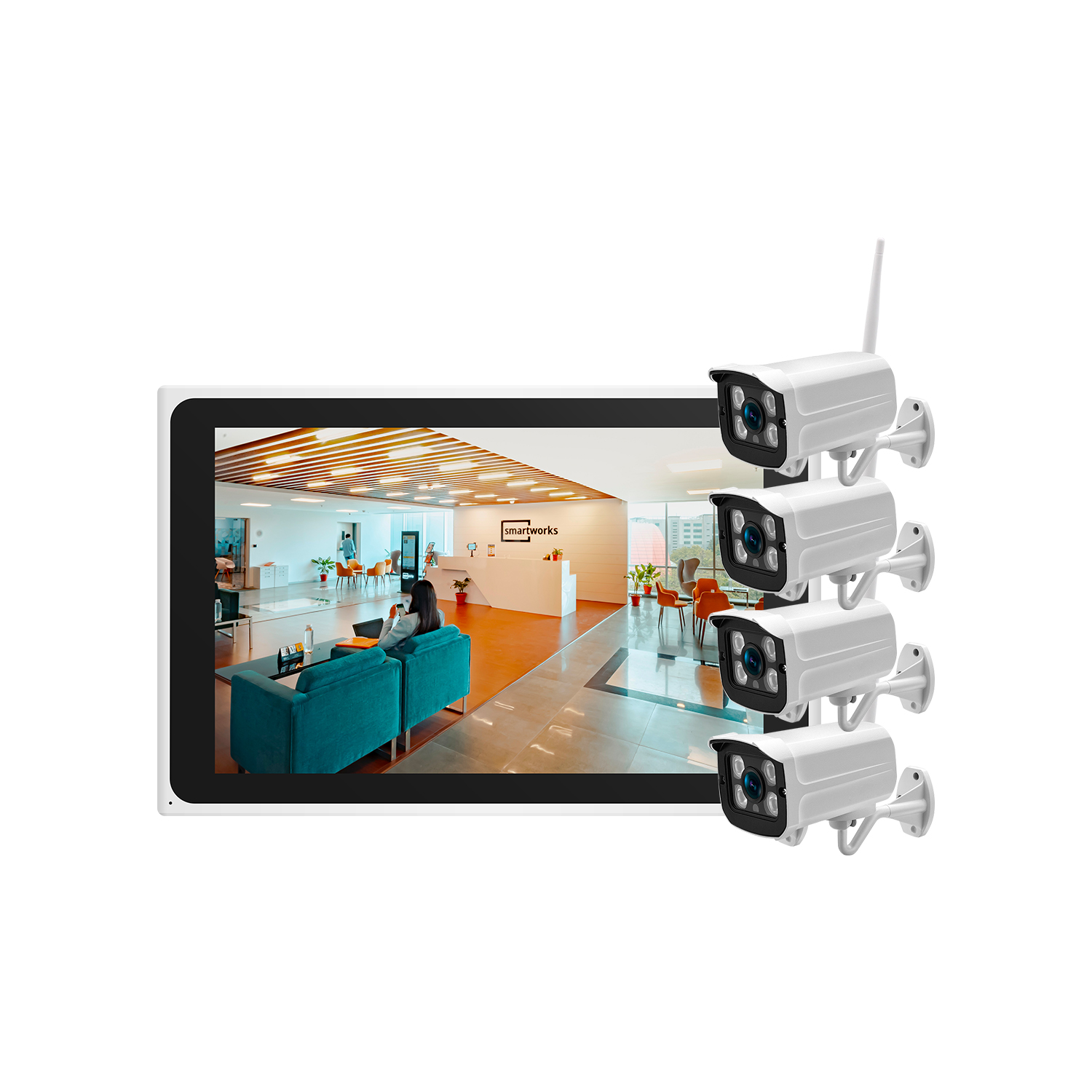 Hankvision WiFi NVR Kit 10" LCD Screen Wireless Kit Security Cameras 4CH 2MP/3MP/5MP Tuya IP66 Waterproof