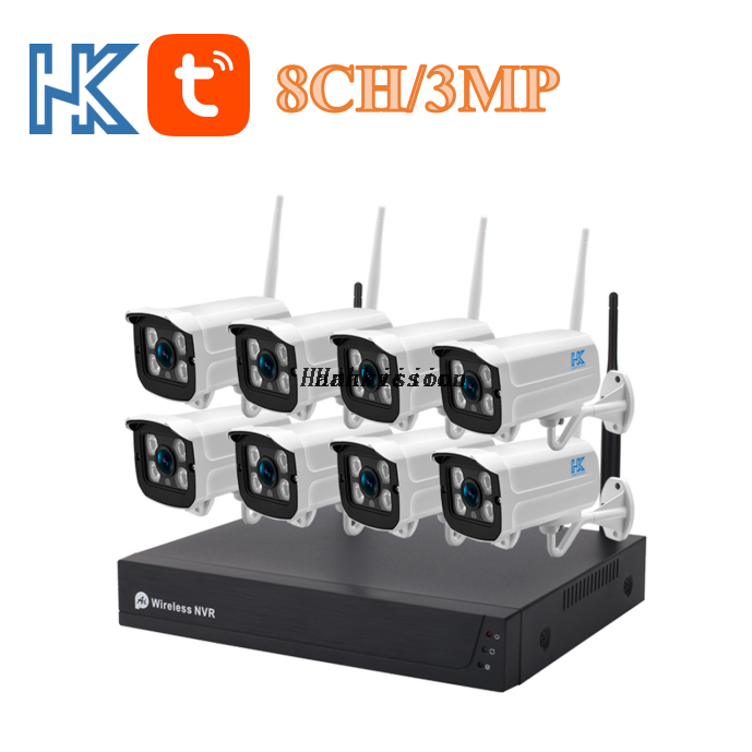 Hankvision Wireless Kit with IP Camera 3MP WiFi NVR Kit Video Recorder 8CH Tuya