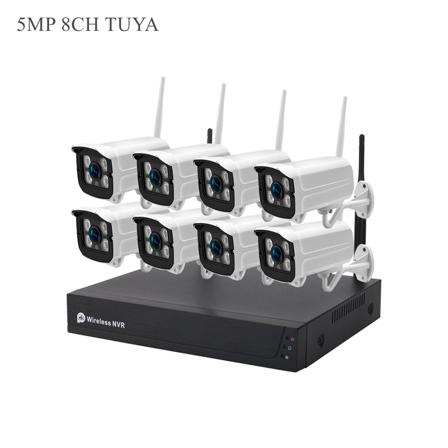 Wireless Kit WiFi NVR Kit 8CH Security Camera System 5MP Video Camera 2-Way Audio Tuya